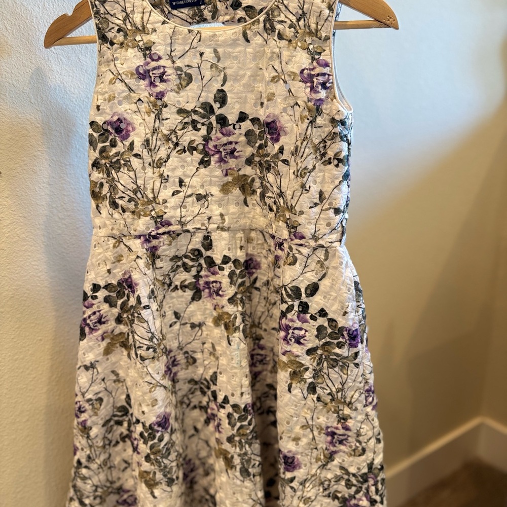 Floral Kids Dress in Purple and White